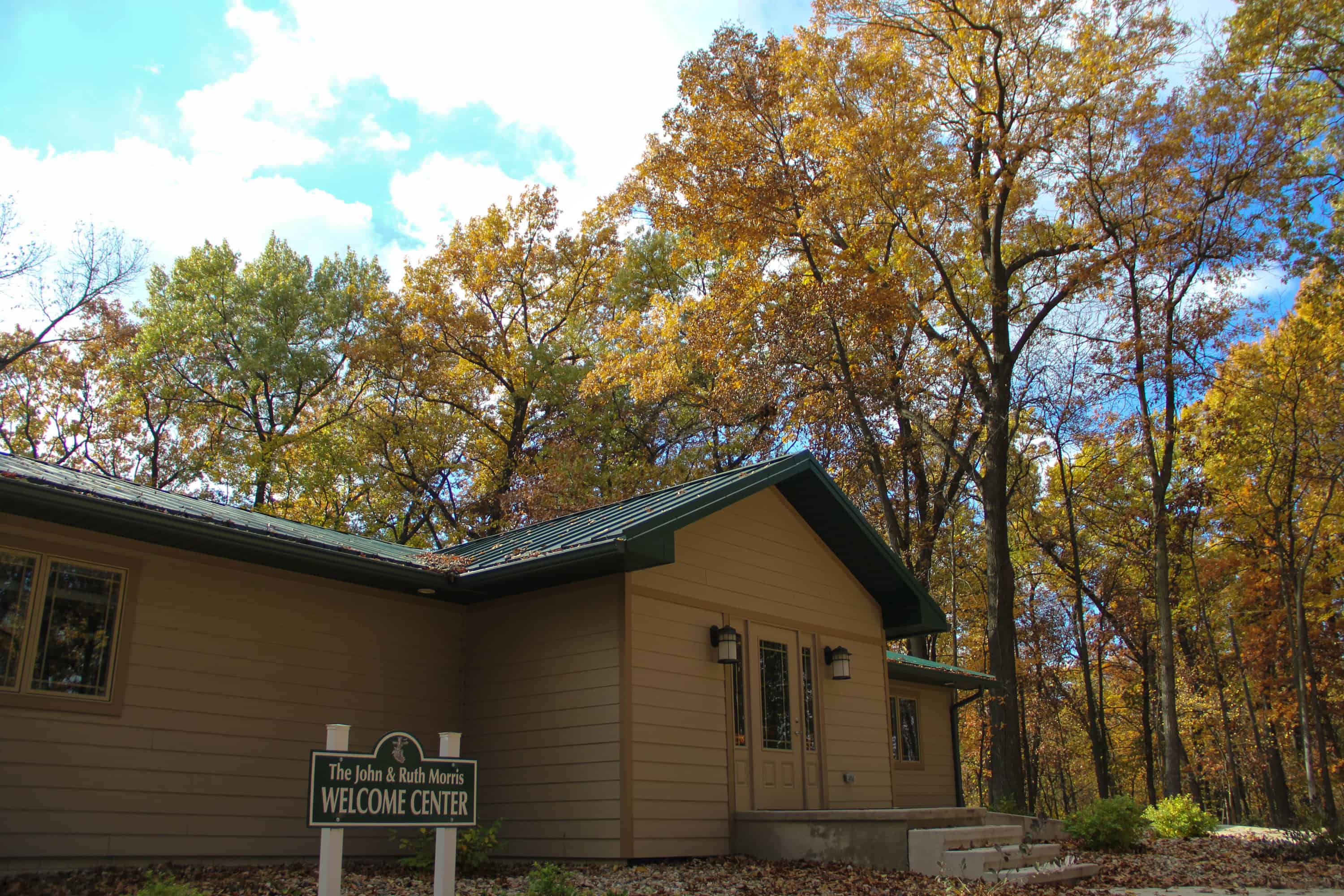 The Camp Wyoming Welcome Center in the Fall