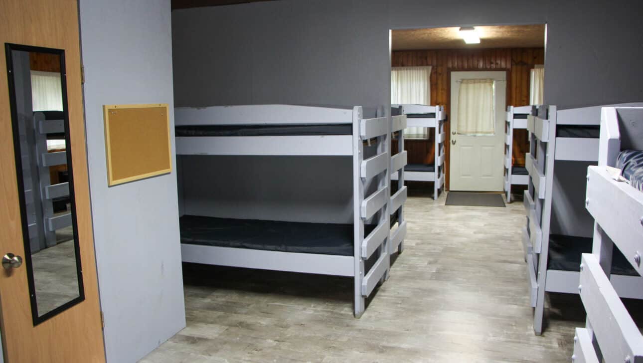 Bunk beds at an Iowa summer camp.