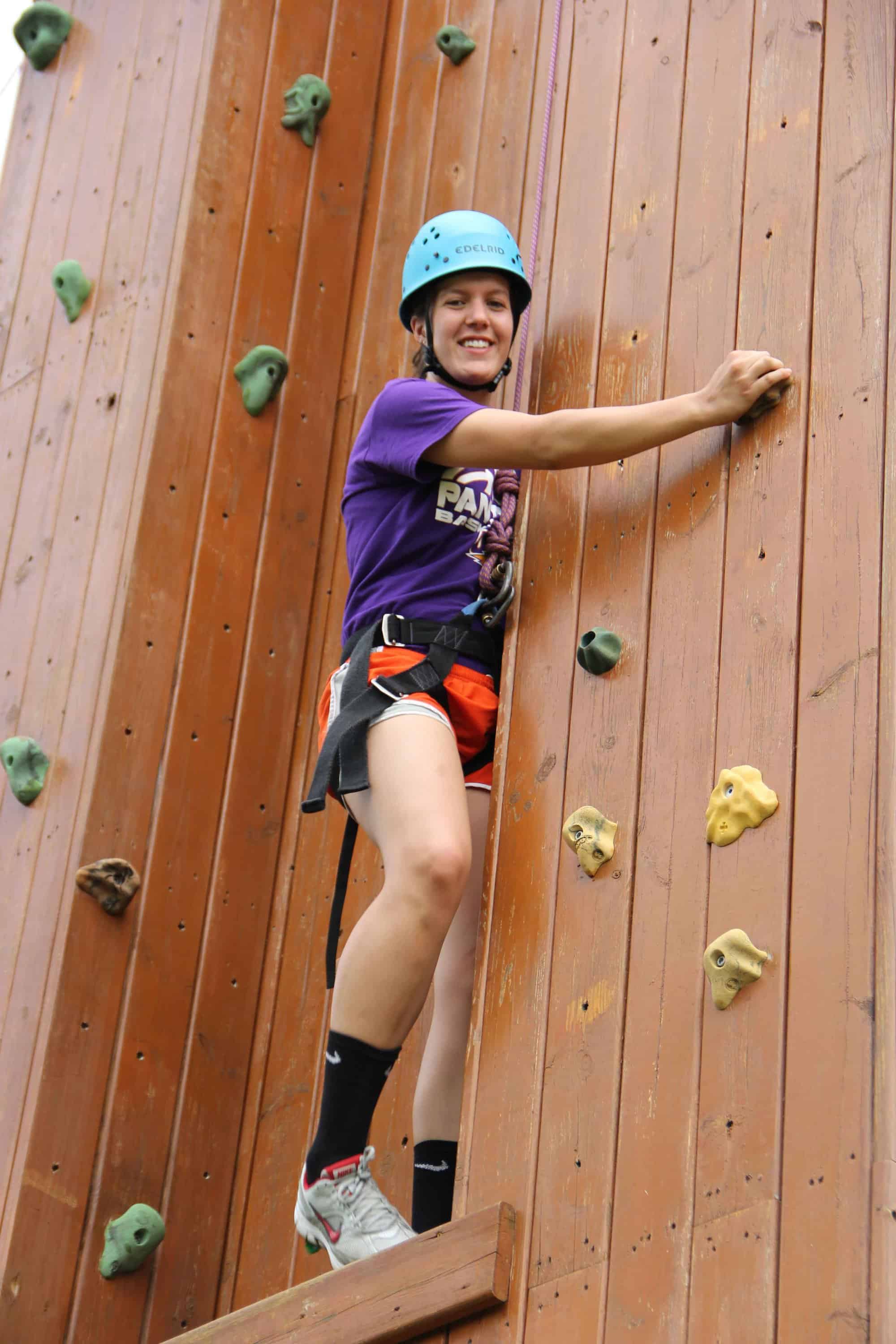 Abbie on the climbing wall